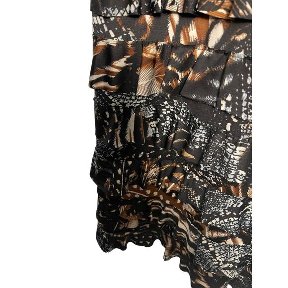 Tango Mango Tiered Ruffle Stretch Sleeveless Animal Print Dress Size Small - Picture 10 of 10
